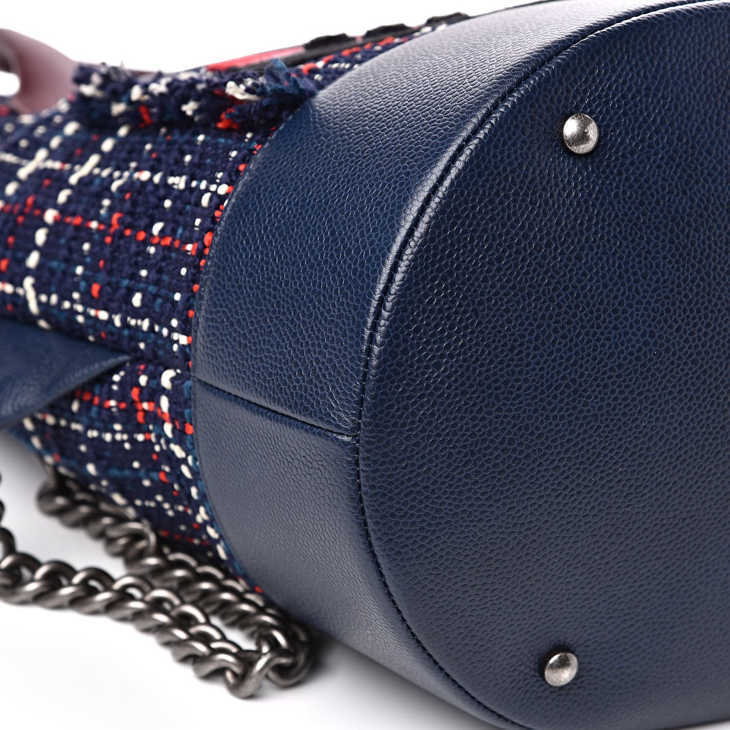 Chanel Tweed Crest Trip Backpack Navy Burgundy 8 of 11