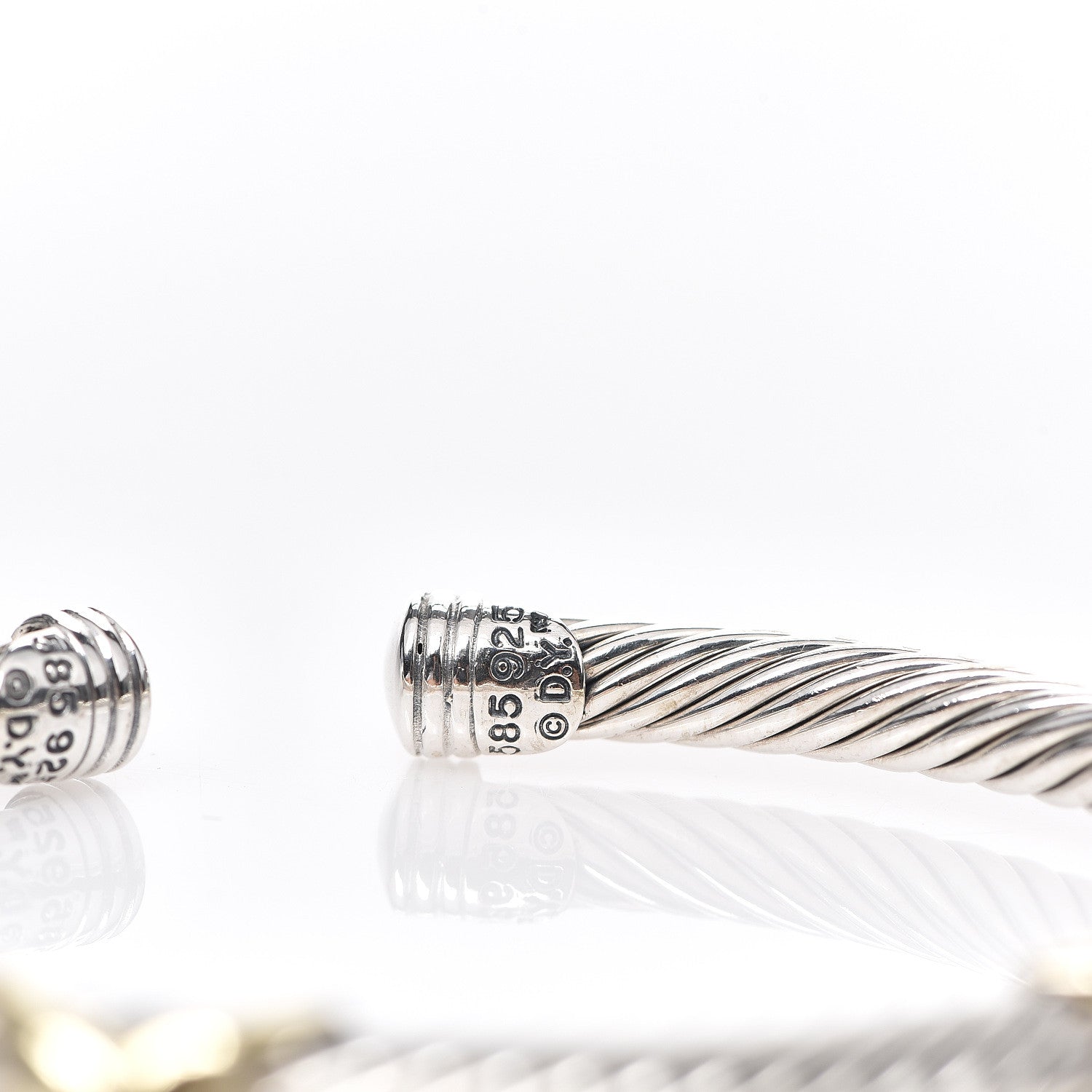 David Yurman Sterling Silver 14K Yellow Gold 5mm Double X Cable Bracelet 3 of 3