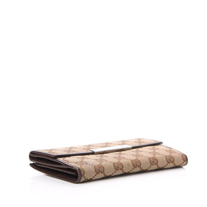 Gucci Monogram Metal Bar Continental Flap Wallet Beige Ebony Dark Brown 4 of 18