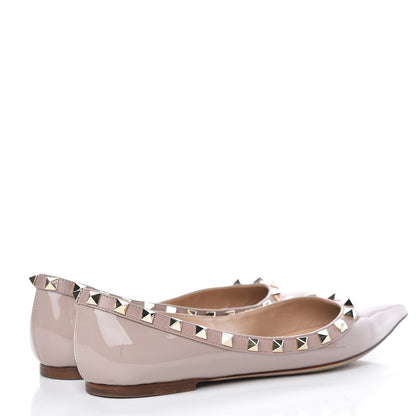 Valentino Garavani Patent Rockstud Ballerina Flats 36.5 Poudre 4 of 11