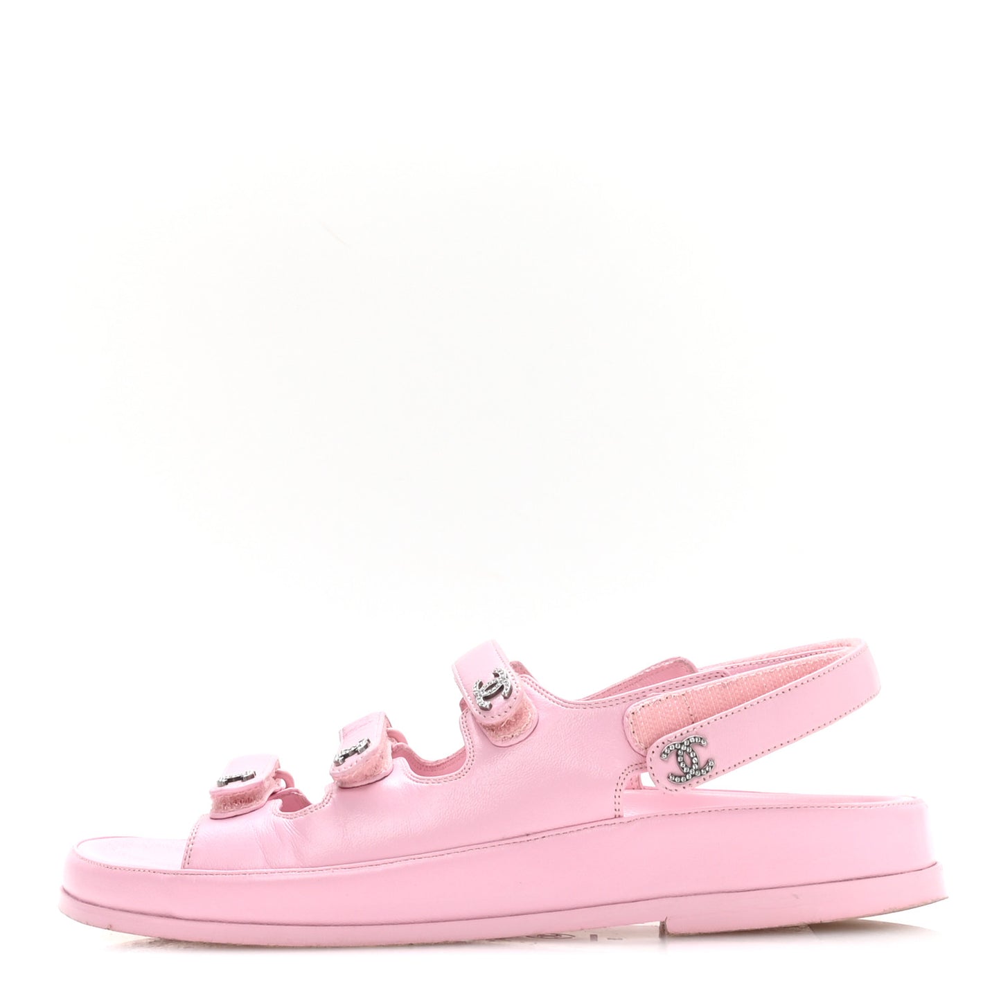 Lambskin Crystal CC Velcro Dad Sandals 38 Light Pink