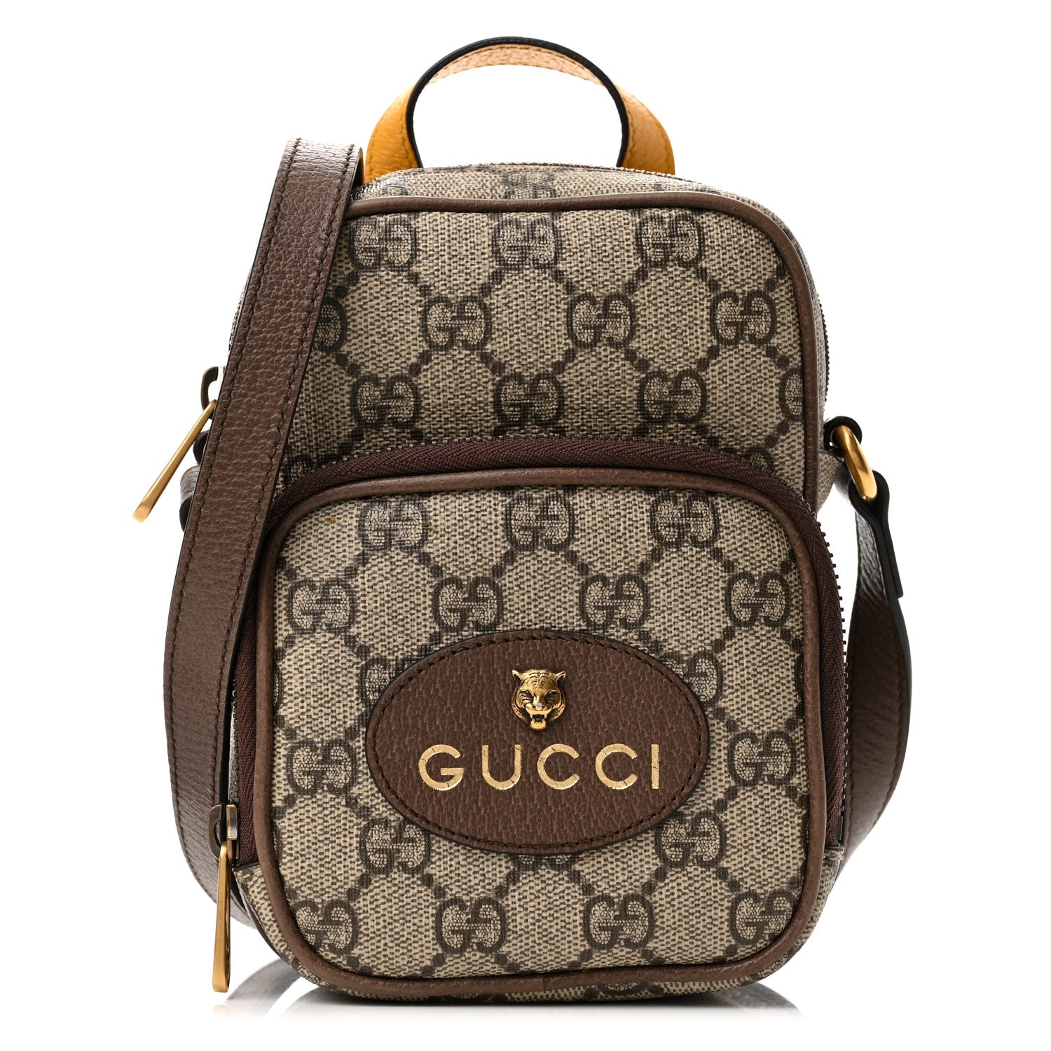 Gucci GG Supreme Monogram Mini Neo Vintage Double Zip Messenger Bag Beige New Acero Crop 1 of 11