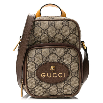 Gucci GG Supreme Monogram Mini Neo Vintage Double Zip Messenger Bag Beige New Acero Crop 1 of 11