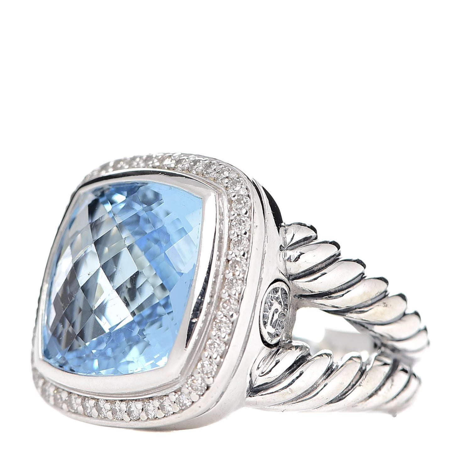 Sterling Silver Diamond Blue Topaz 14mm Albion Ring 53 6.25