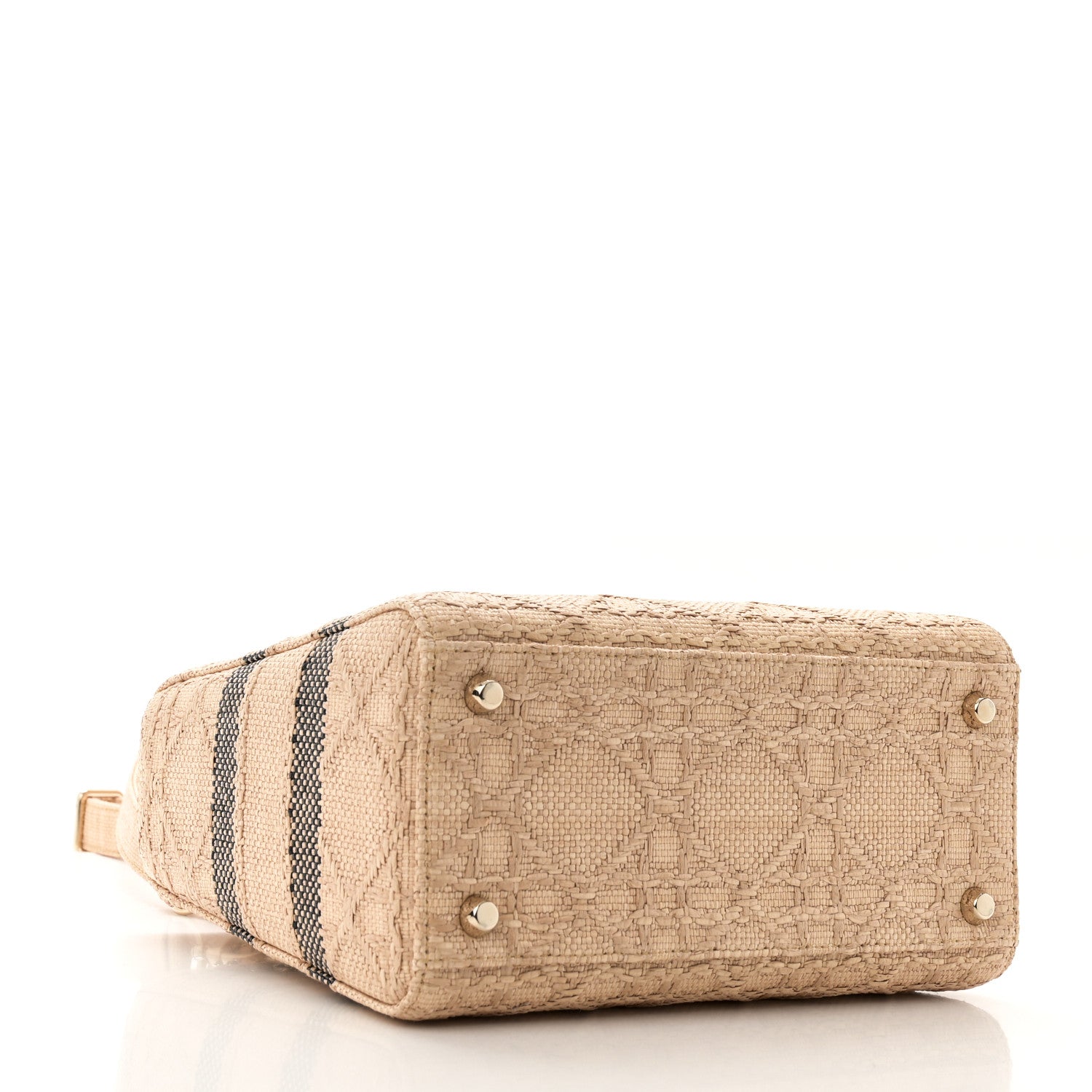 Christian Dior Raffia Woven Cannage Embroidered Medium Lady D-Lite Natural Black 4 of 10