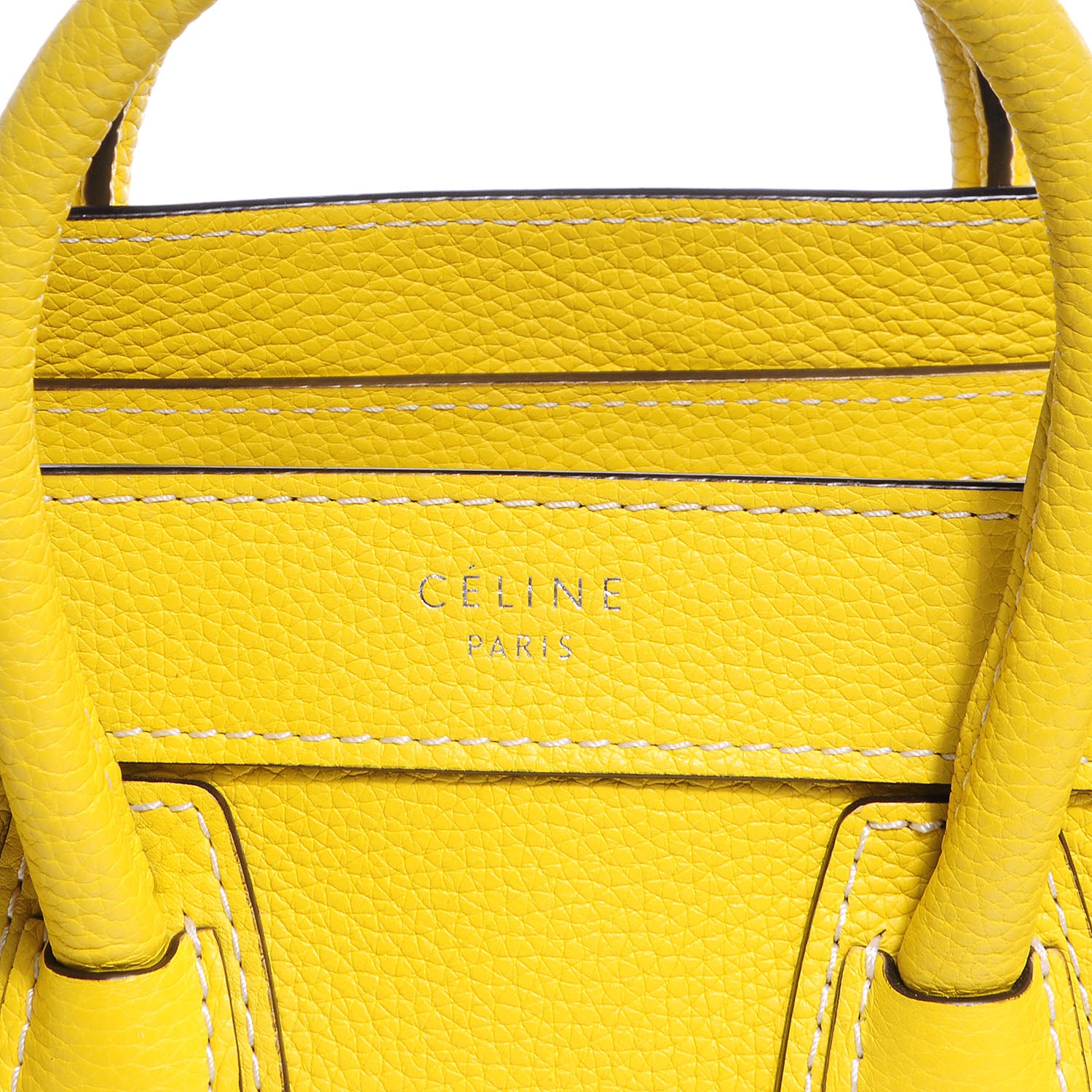 Celine Drummed Leather Nano Luggage Citron 5 of 10