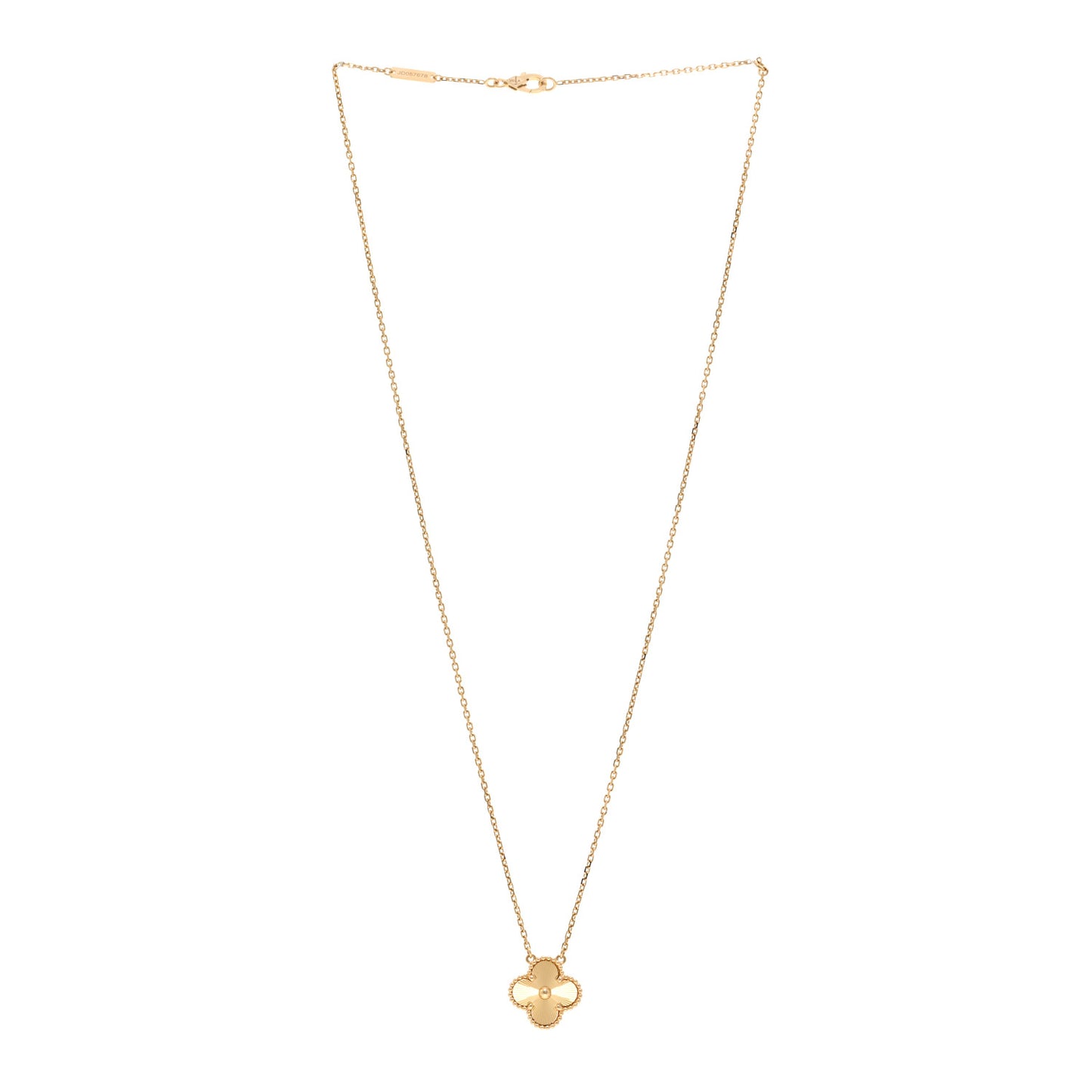 18K Yellow Gold Guilloche Vintage Alhambra Pendant Necklace