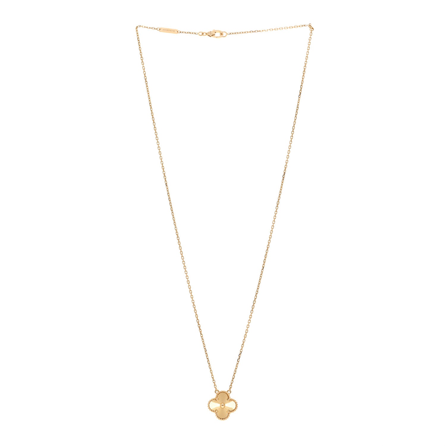 Van Cleef & Arpels 18K Yellow Gold Guilloche Vintage Alhambra Pendant Necklace 3 of 6