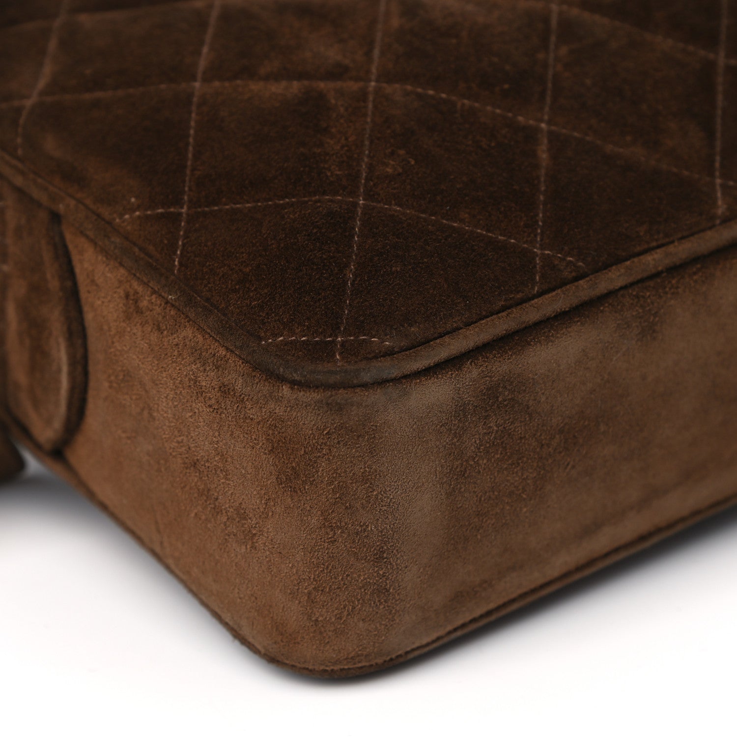 Chanel Suede Quilted Shoulder Bag Brown 9 of 17