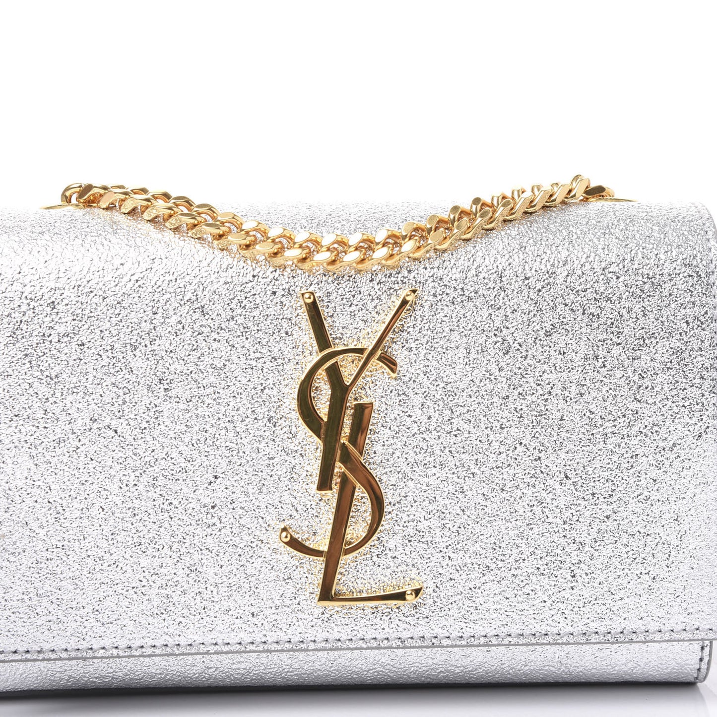 Metallic Calfskin Small Classic Monogram Kate Satchel Pale Gold
