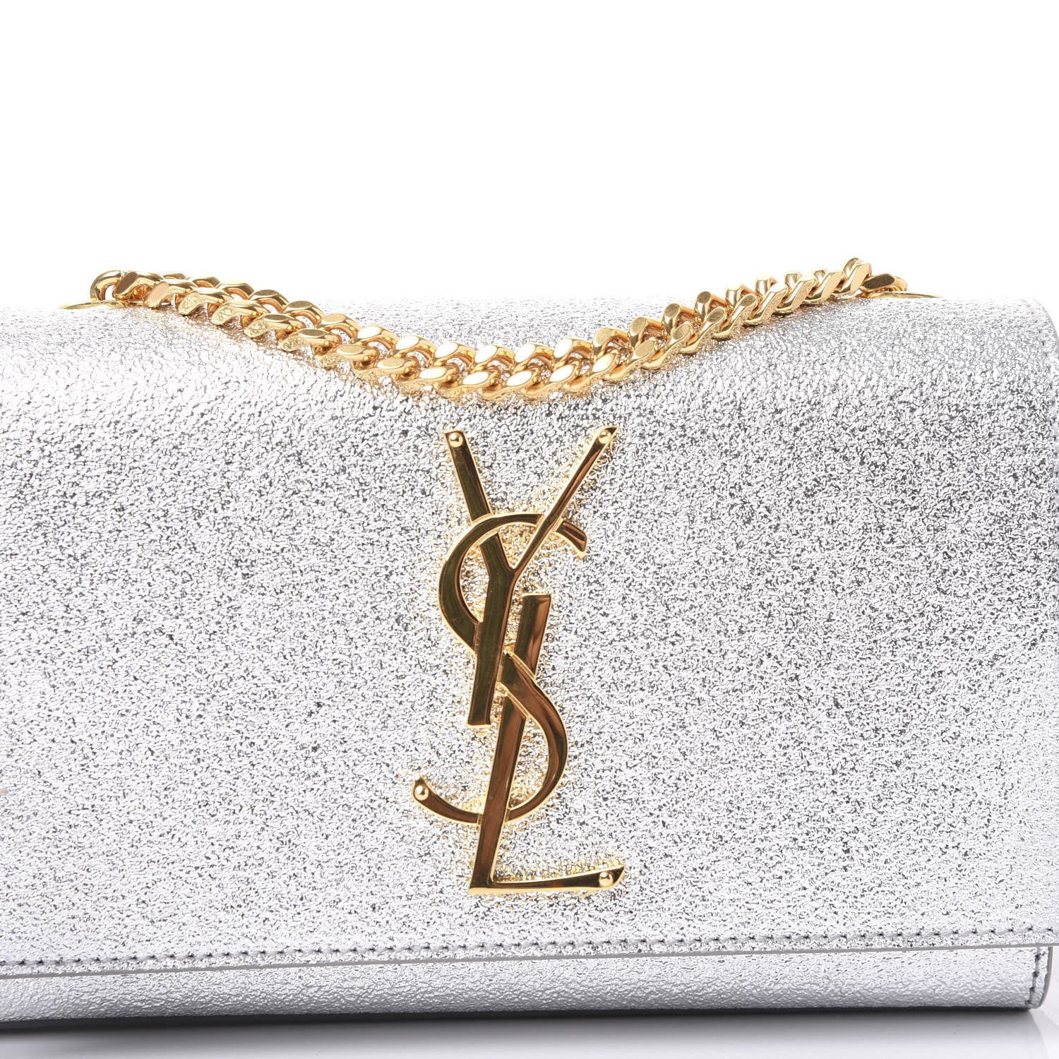 Saint Laurent Metallic Calfskin Small Classic Monogram Kate Satchel Pale Gold 8 of 8
