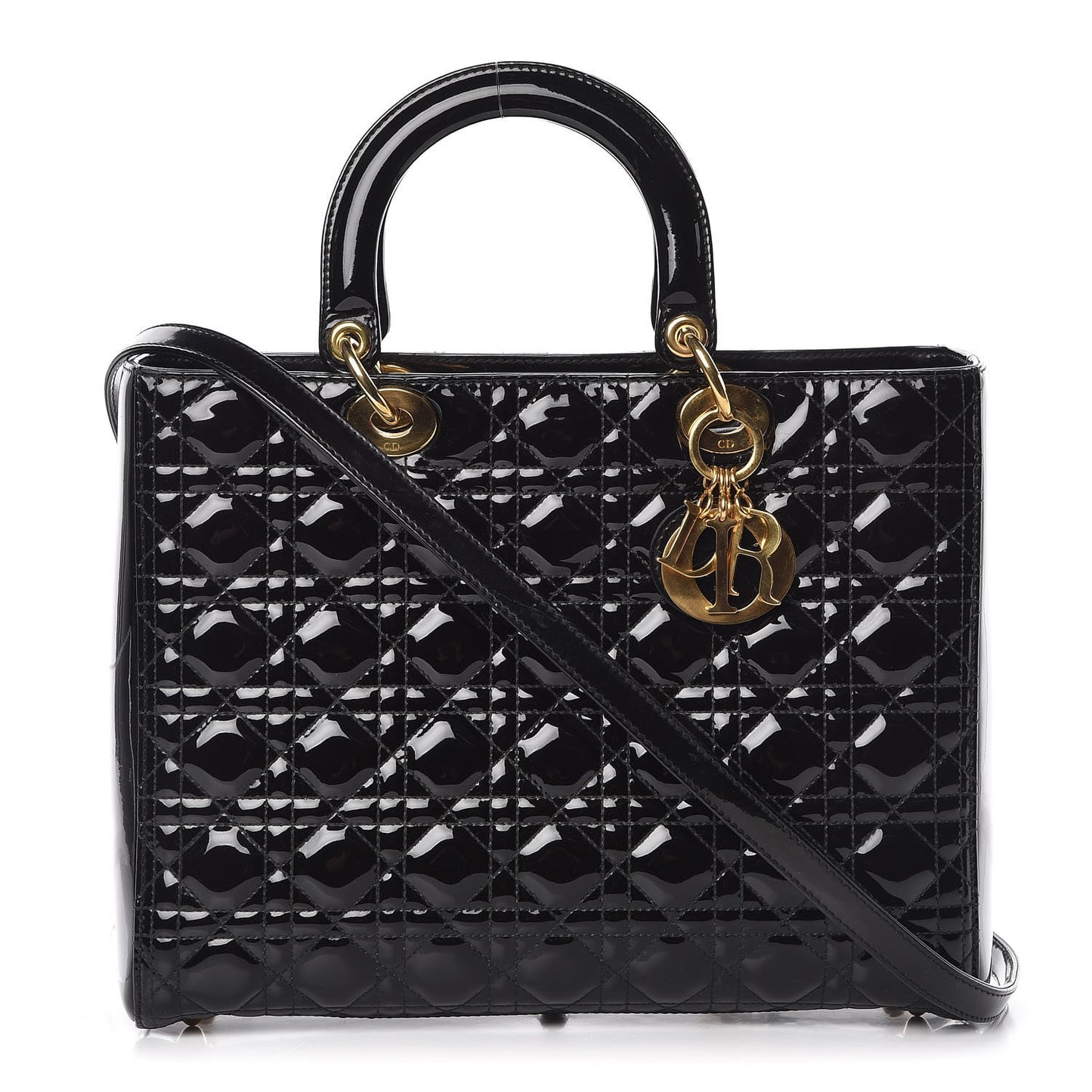 Patent Cannage Large Lady Dior Black