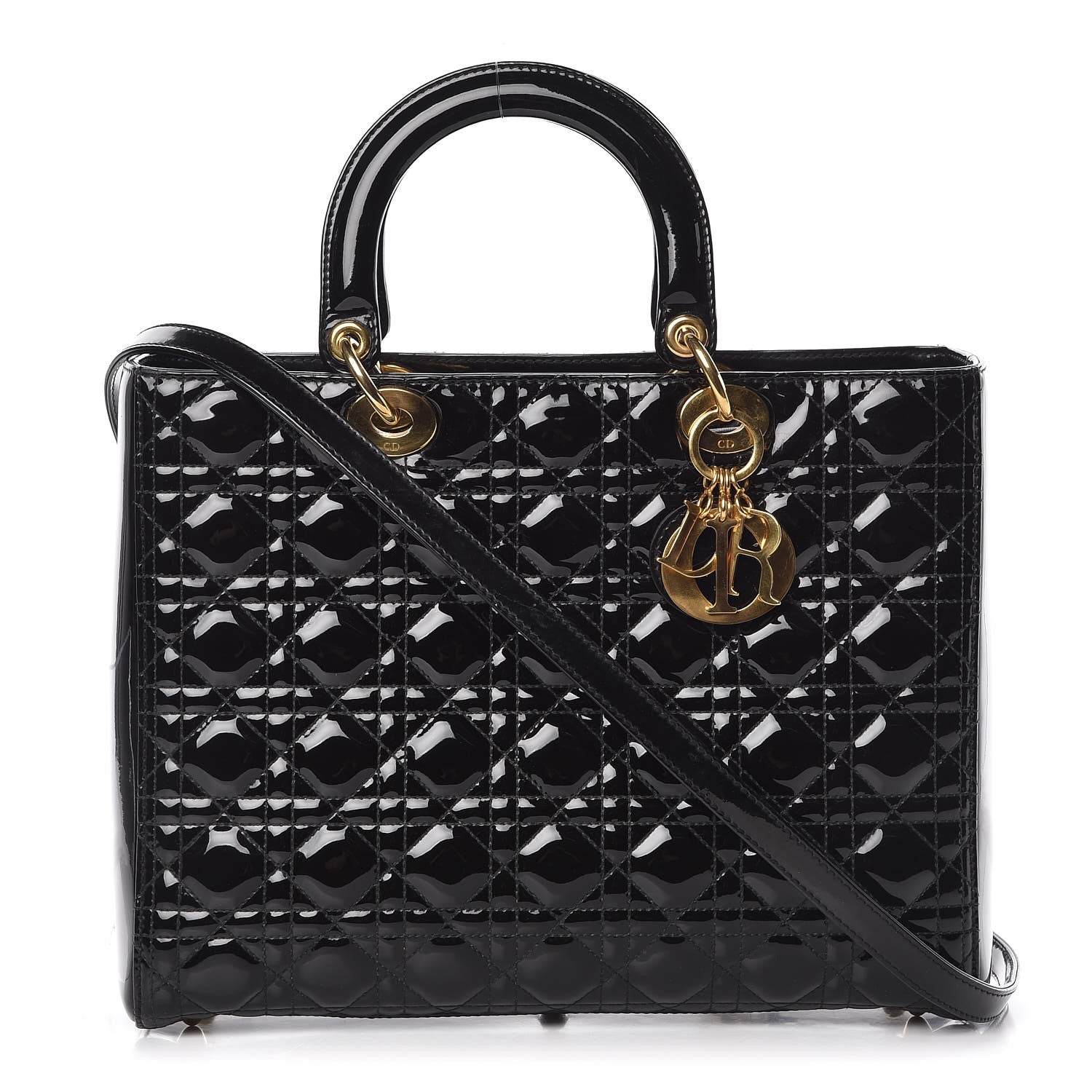 Christian Dior Patent Cannage Large Lady Dior Black 1 of 12