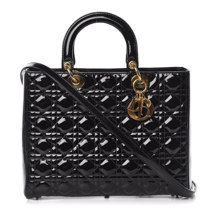 Christian Dior Patent Cannage Large Lady Dior Black 1 of 12