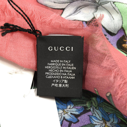 Gucci Cotton Flora Tiger Square Shawl Aqua Pink 3 of 3