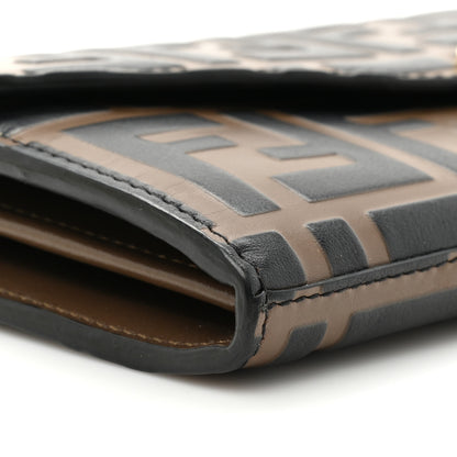 Fendi Vitello Soft F is Fendi Bi-Color FF 1974 Embossed Continental Envelope Wallet Maya Black 12 of 16