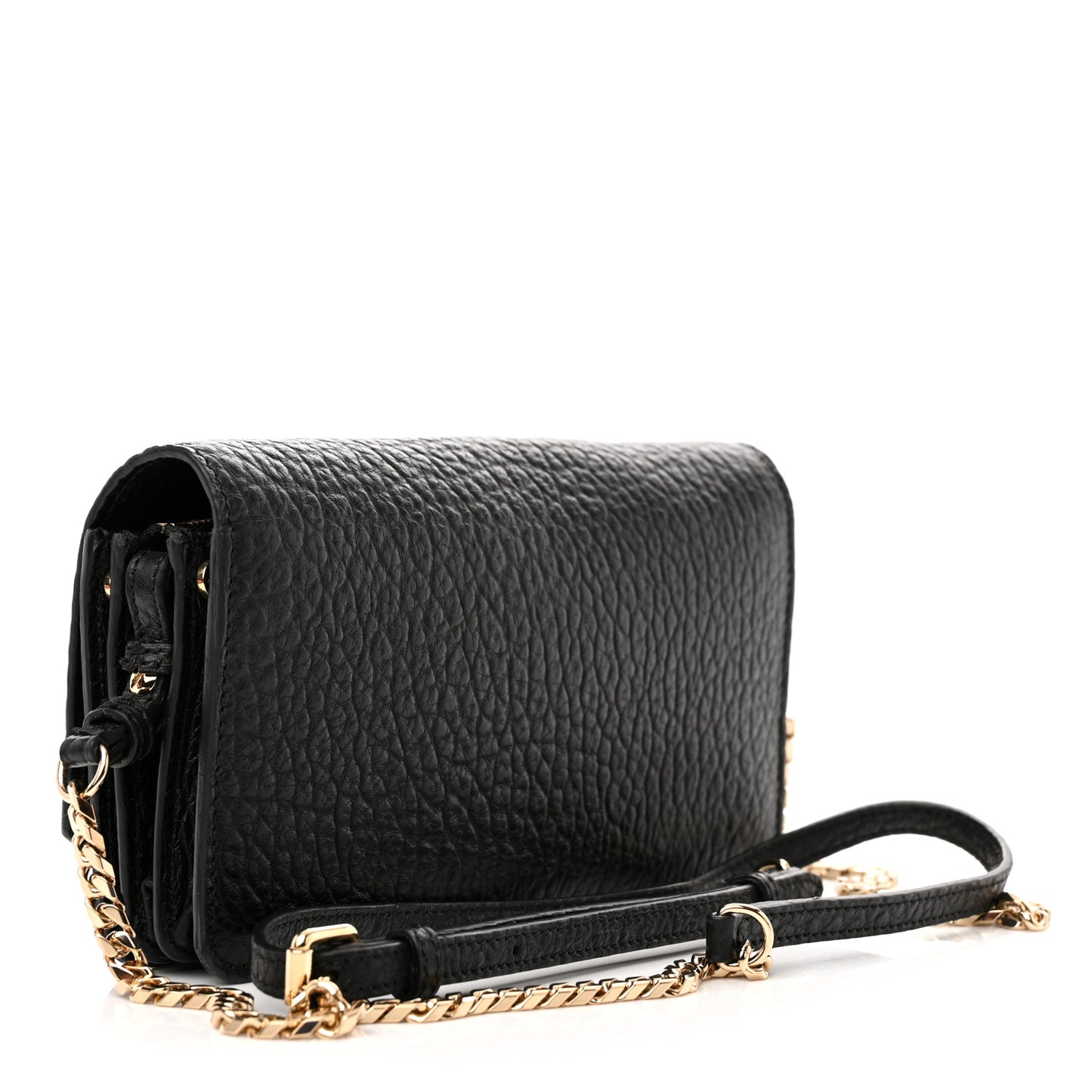 Signature Grain Small Madison Chain Clutch Black