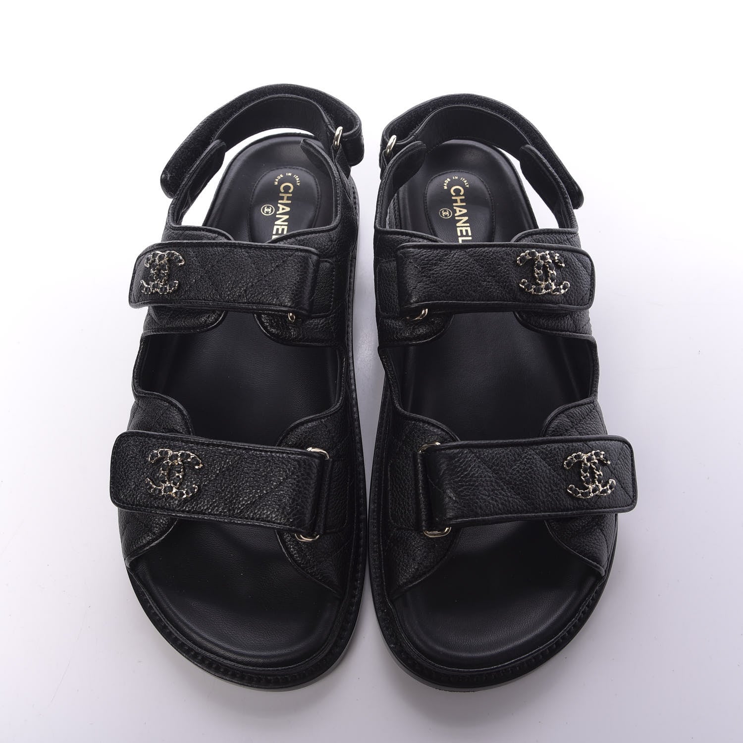 Chanel Grained Calfskin Velcro Dad Sandals 39.5 Black 7 of 13