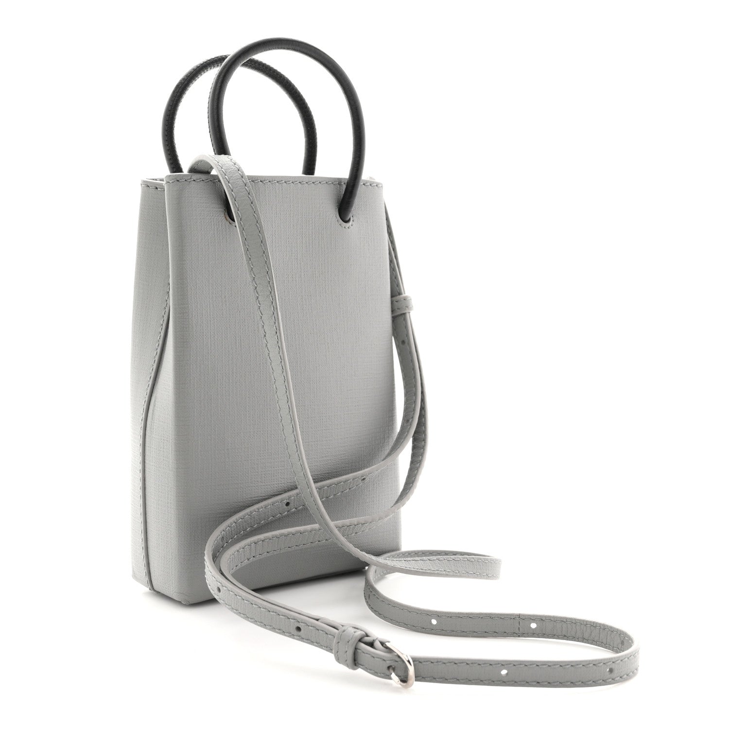Balenciaga Squared Calfskin Logo Shopping Phone Holder Bag