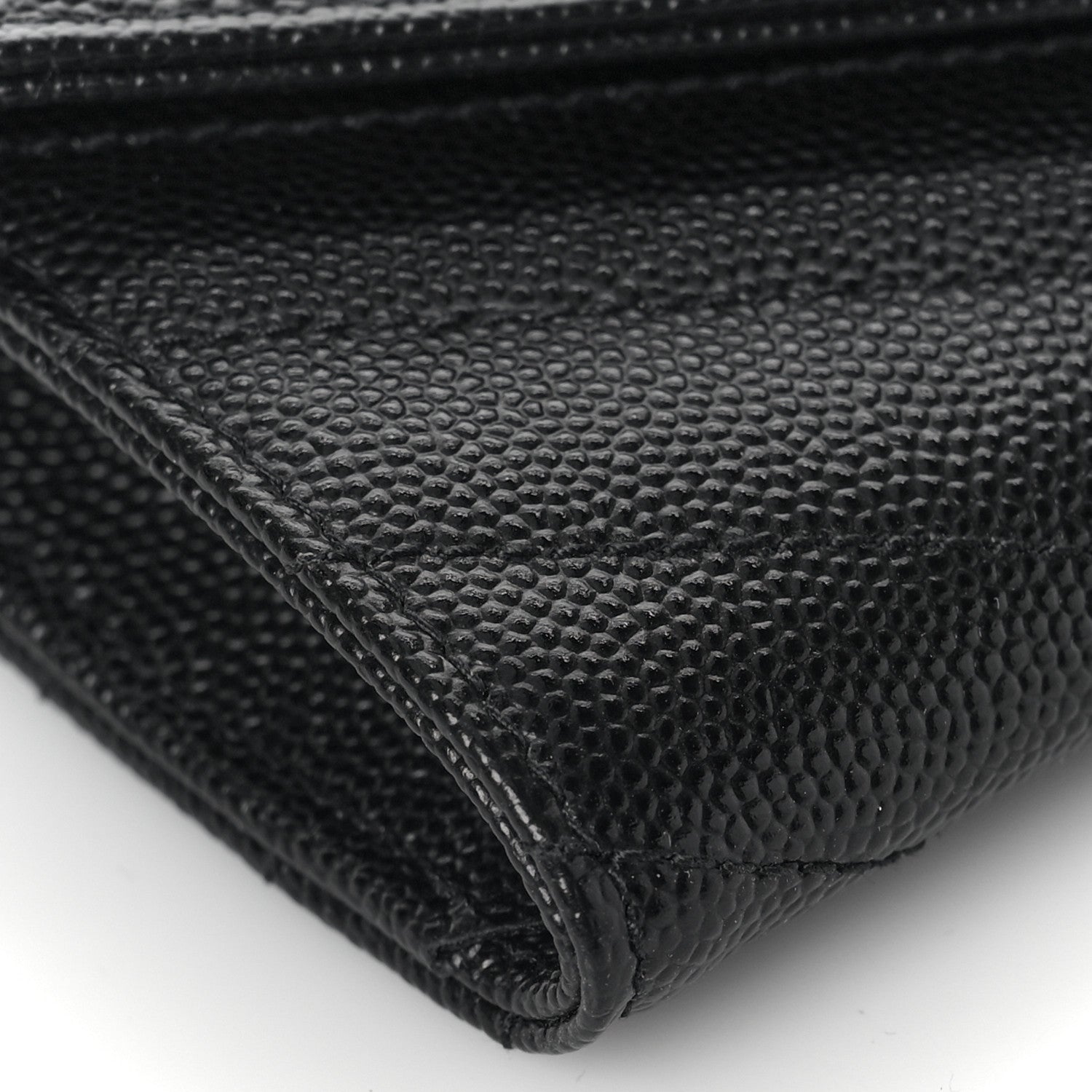 Saint Laurent Grain De Poudre Matelasse Chevron Small Monogram Envelope Wallet Black 7 of 8