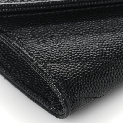 Saint Laurent Grain De Poudre Matelasse Chevron Small Monogram Envelope Wallet Black 7 of 8