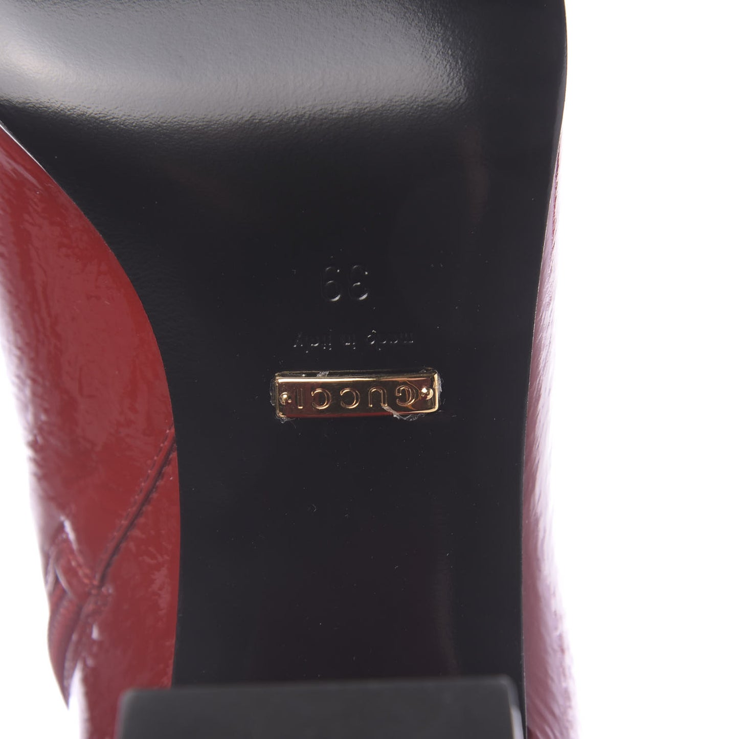Patent Calfskin Stretch Boots 39 Hibiscus Red