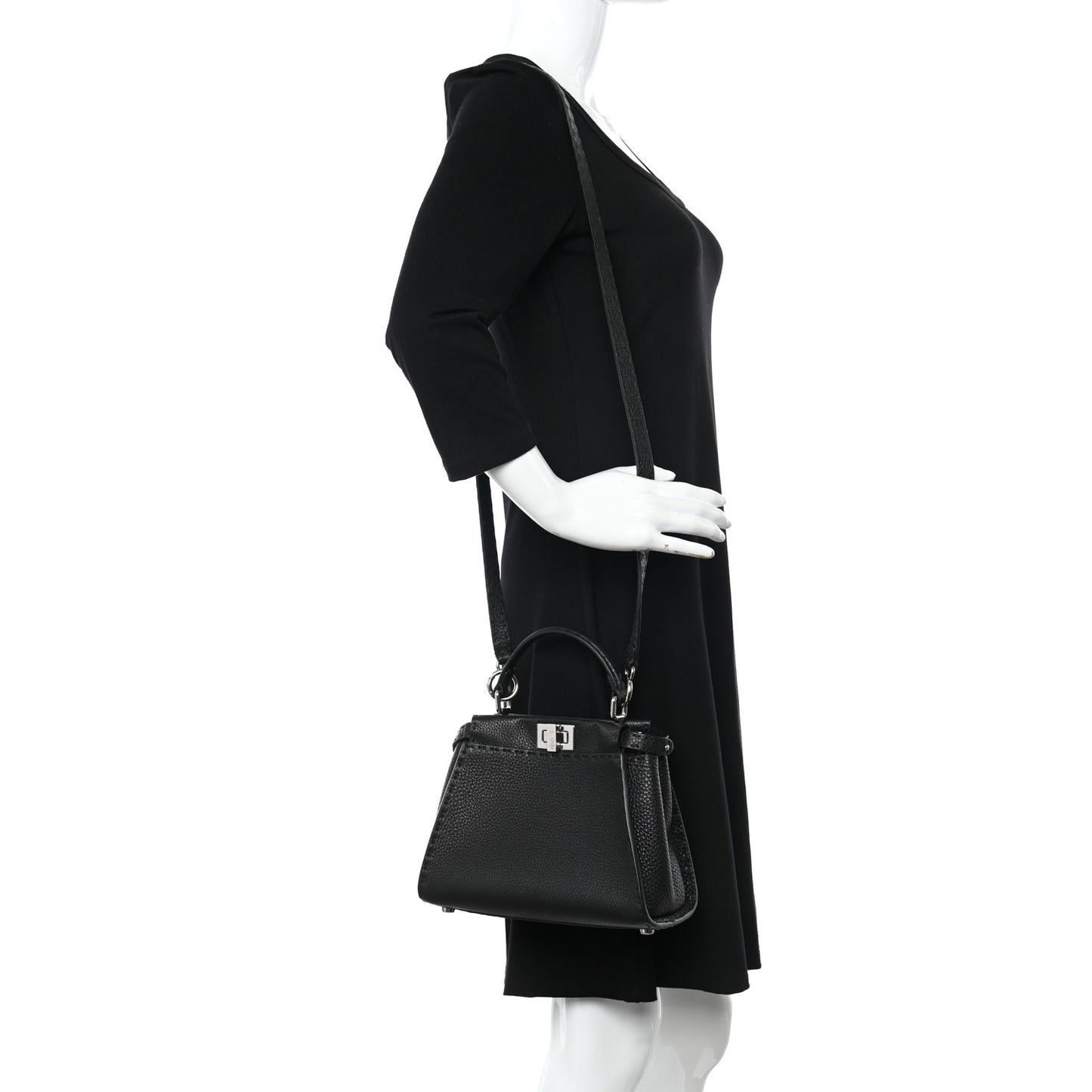 Cuoio Romano Selleria Bi-Color Mini Peekaboo Iconic Satchel Black Mou