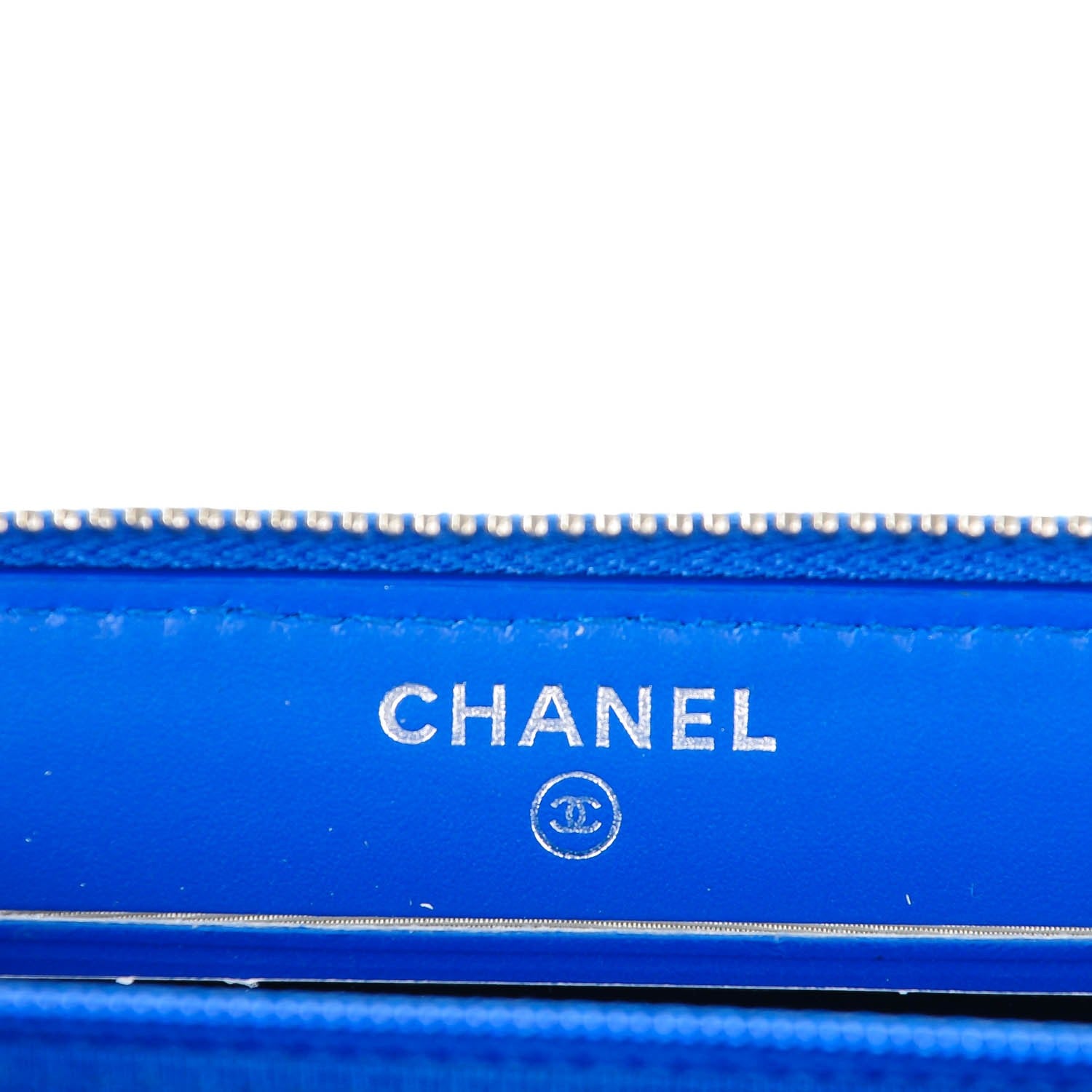 Chanel Caviar Chevron Quilted Small Zip Around Wallet Bright Blue 6 of 8