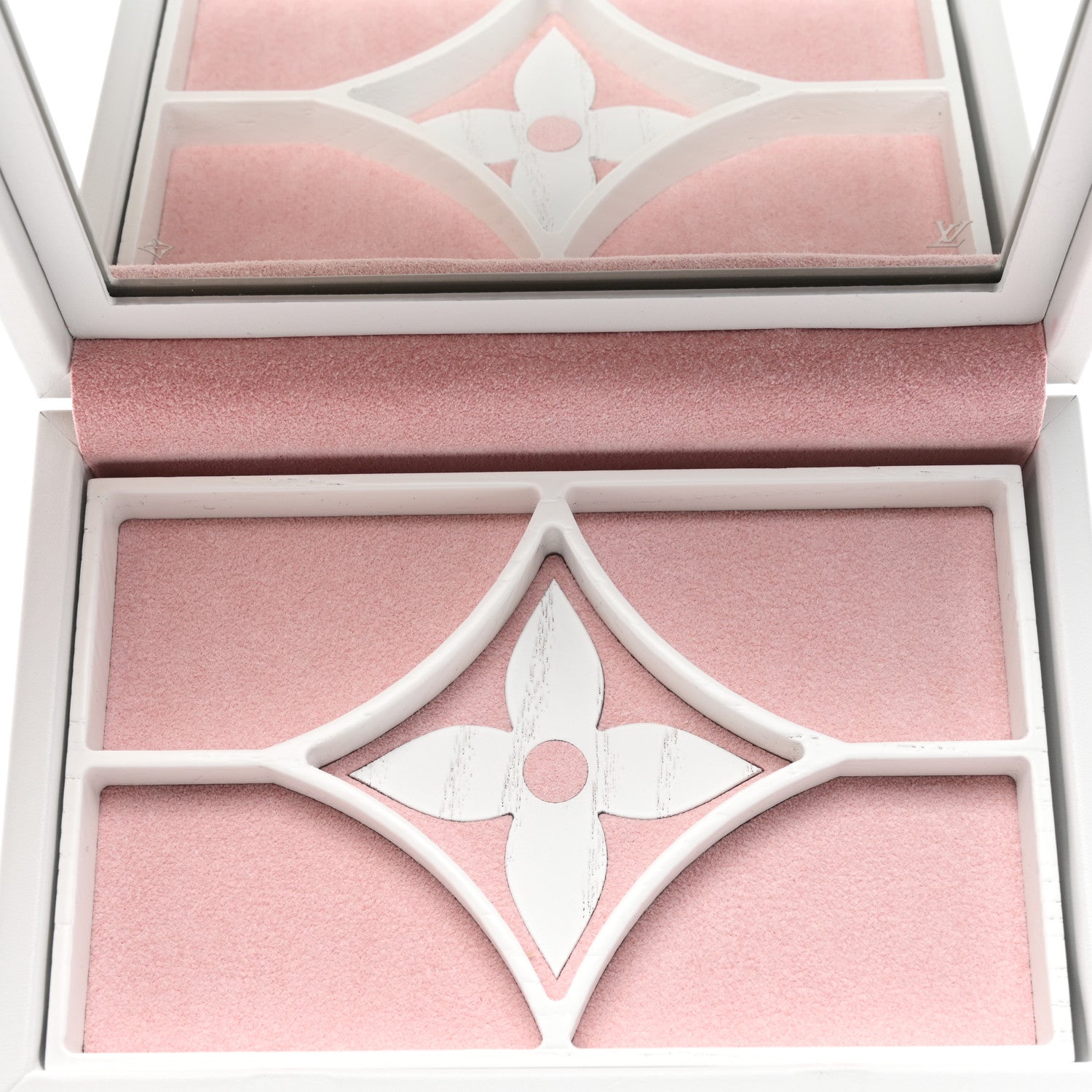 Louis Vuitton Calfskin Mirror Monogram Etched Jewelry Box Trunksu White 7 of 10