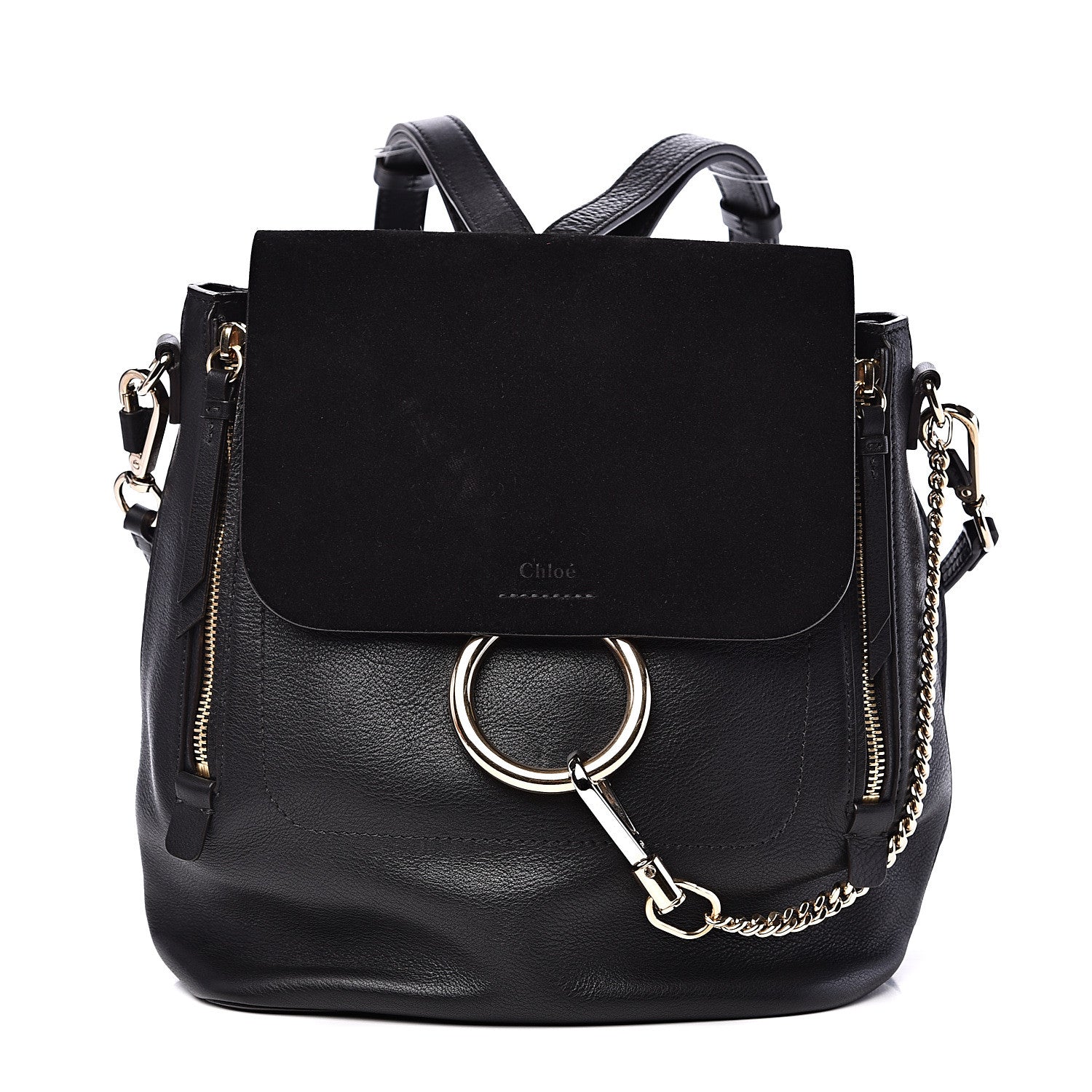 Chloe Suede Calfskin Medium Faye Backpack Black 1 of 14