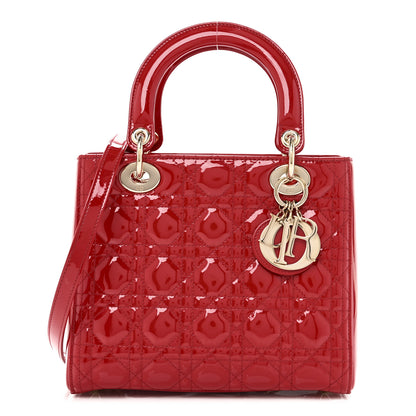 Christian Dior Patent Cannage Medium Lady Dior Red 1 of 10