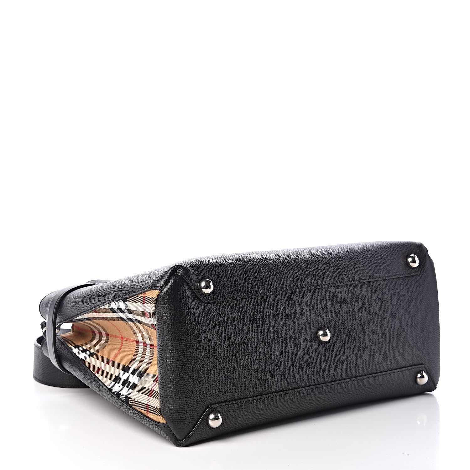 Burberry Derby Calfskin Vintage Check Medium Banner Tote Black 4 of 12