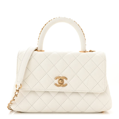 Chanel Caviar Quilted Mini Coco Chain Handle Flap White 1 of 11