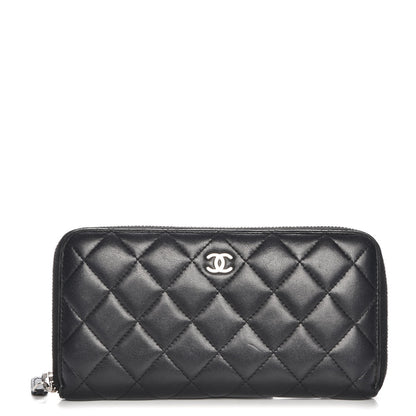 Chanel Lambskin Quilted Large Gusset Zip Around Wallet Black 1 of 10