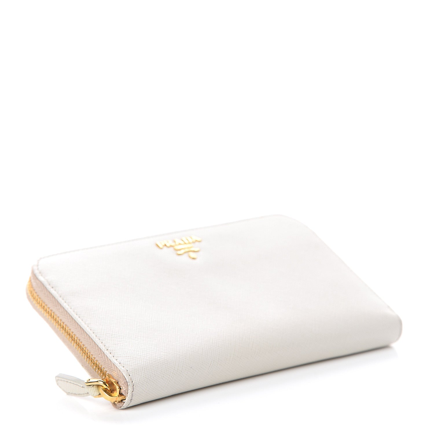 Prada Saffiano Metal Zip Around Wallet Talco 3 of 5