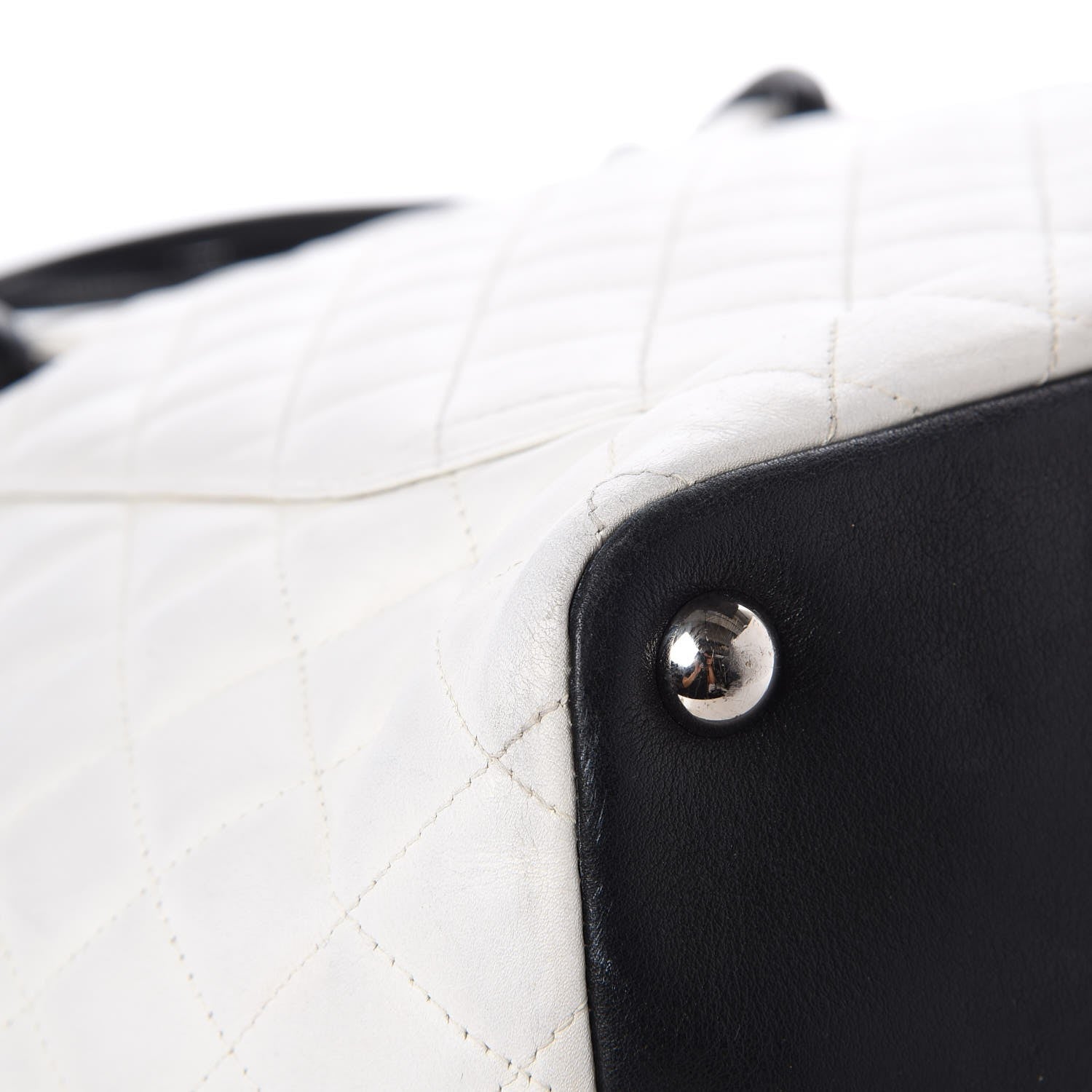 Chanel Calfskin Quilted Large Cambon Tote White Black 12 of 14