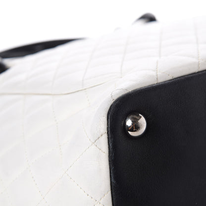 Chanel Calfskin Quilted Large Cambon Tote White Black 12 of 14