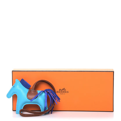 Hermes Milo Lambskin Grigri Rodeo Horse Bag Charm PM Bleu Azteque Bleu Electrique Fauve 4 of 4