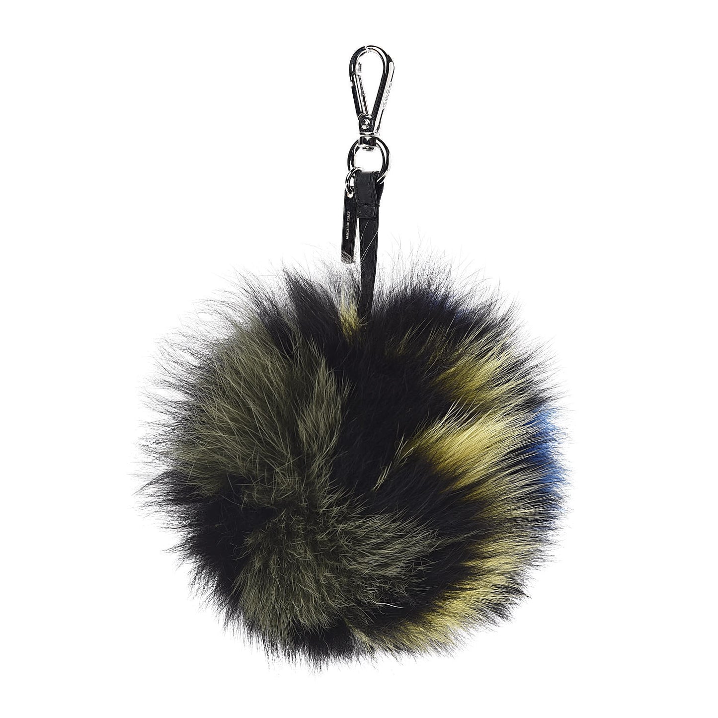Fox Fur Hypnoteyes Pom Pom Bag Charm Yellow Blue Multicolor