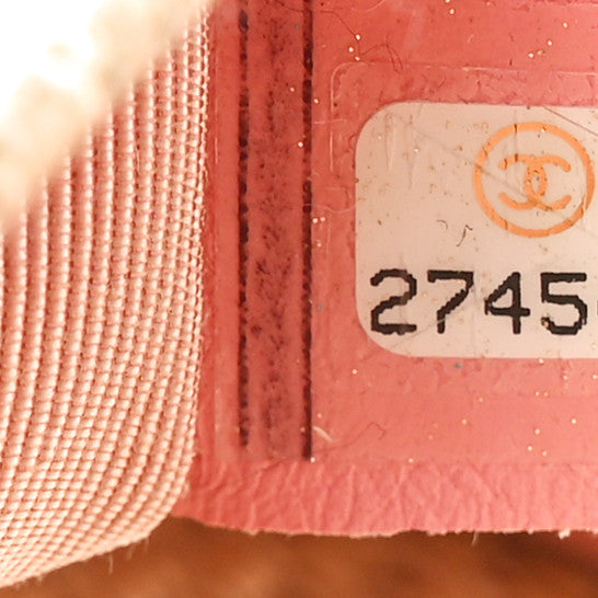 Cotton Canvas Calfskin Chevron Embroidered Small Boy Flap Beige Pink