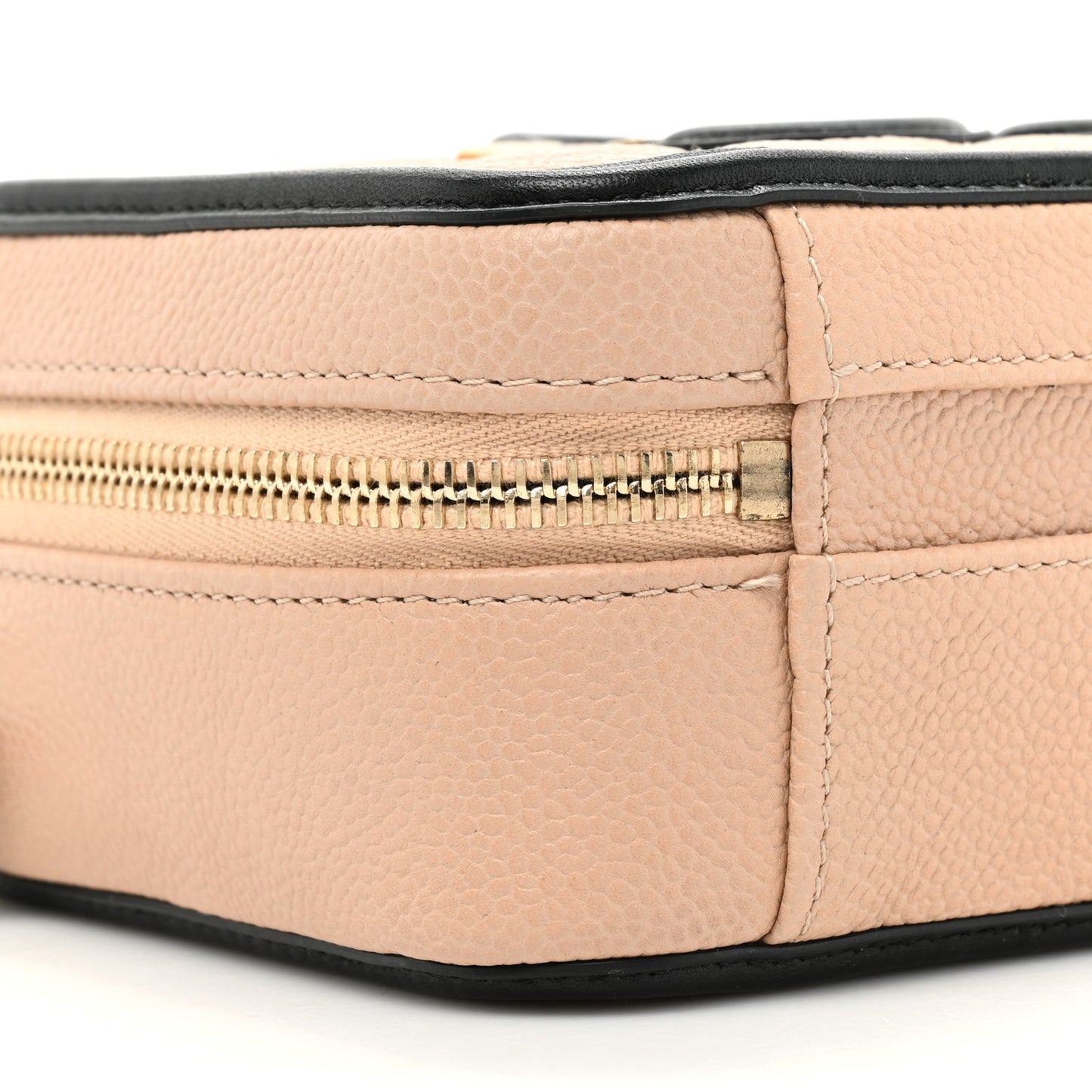 Caviar Quilted Small CC Filigree Vanity Case Beige Black