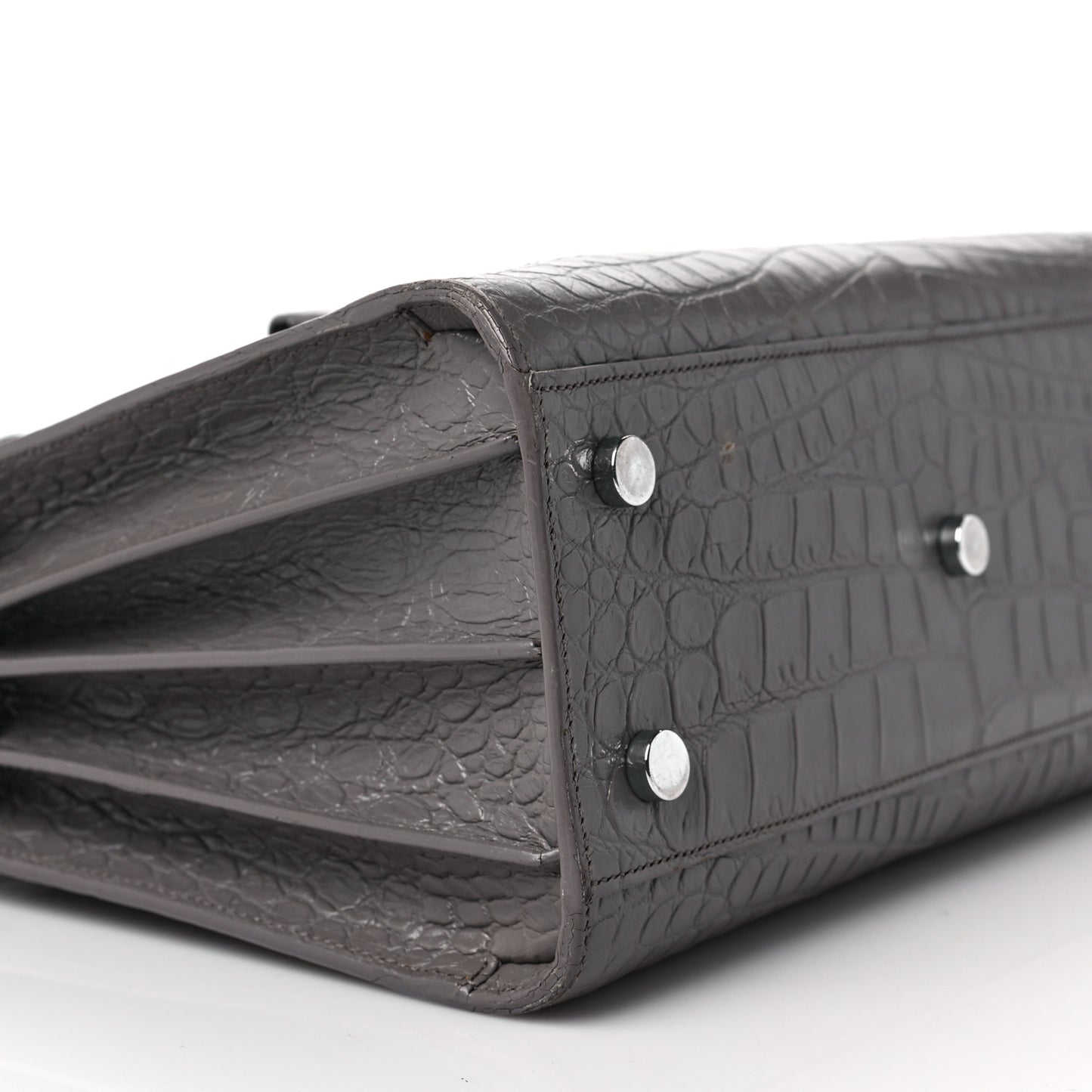 Calfskin Crocodile Embossed Baby Sac De Jour Fog