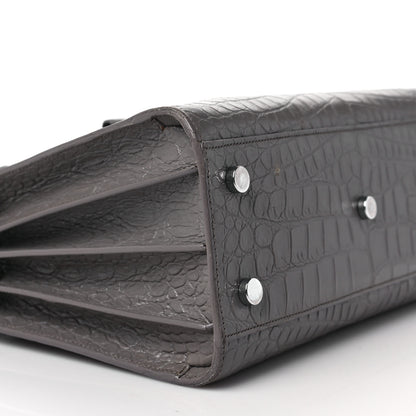 Saint Laurent Calfskin Crocodile Embossed Baby Sac De Jour Fog 7 of 11