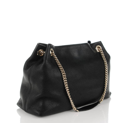 Gucci Pebbled Calfskin Medium Soho Chain Shoulder Bag Black 3 of 7