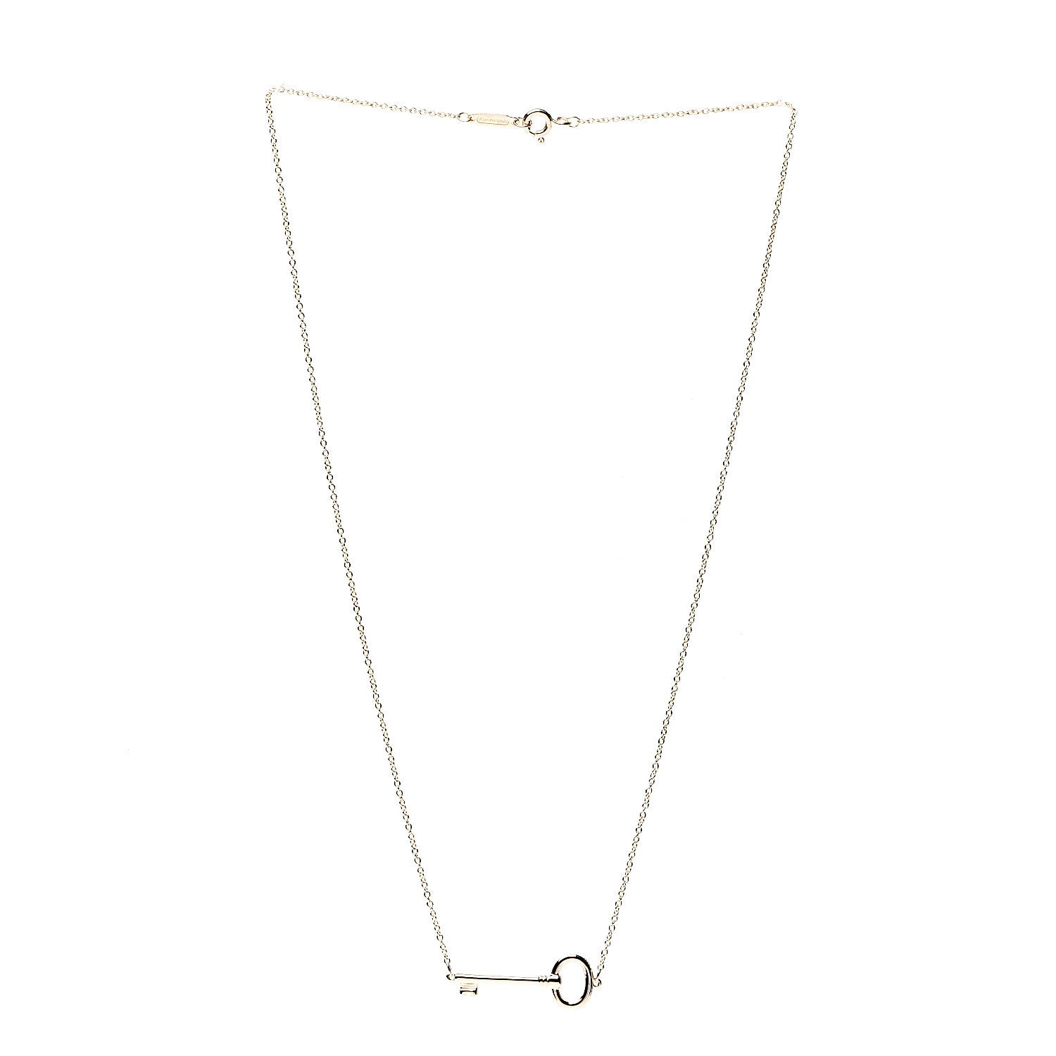 Tiffany 18K Rose Gold East-West Oval Key Pendant Necklace 2 of 5