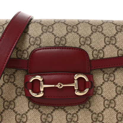 Gucci GG Supreme Monogram Horsebit 1955 Soft Small Shoulder Bag Beige Ebony Rosso Ancora 8 of 10