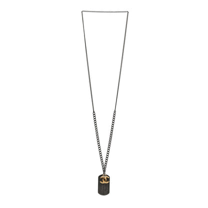 Chanel 31 Rue Cambon Paris CC Tag Pendant Necklace Gold Oxidized Silver 3 of 5
