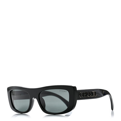 Chanel Acetate Rectangle Sunglasses 5559-A Black 1 of 8