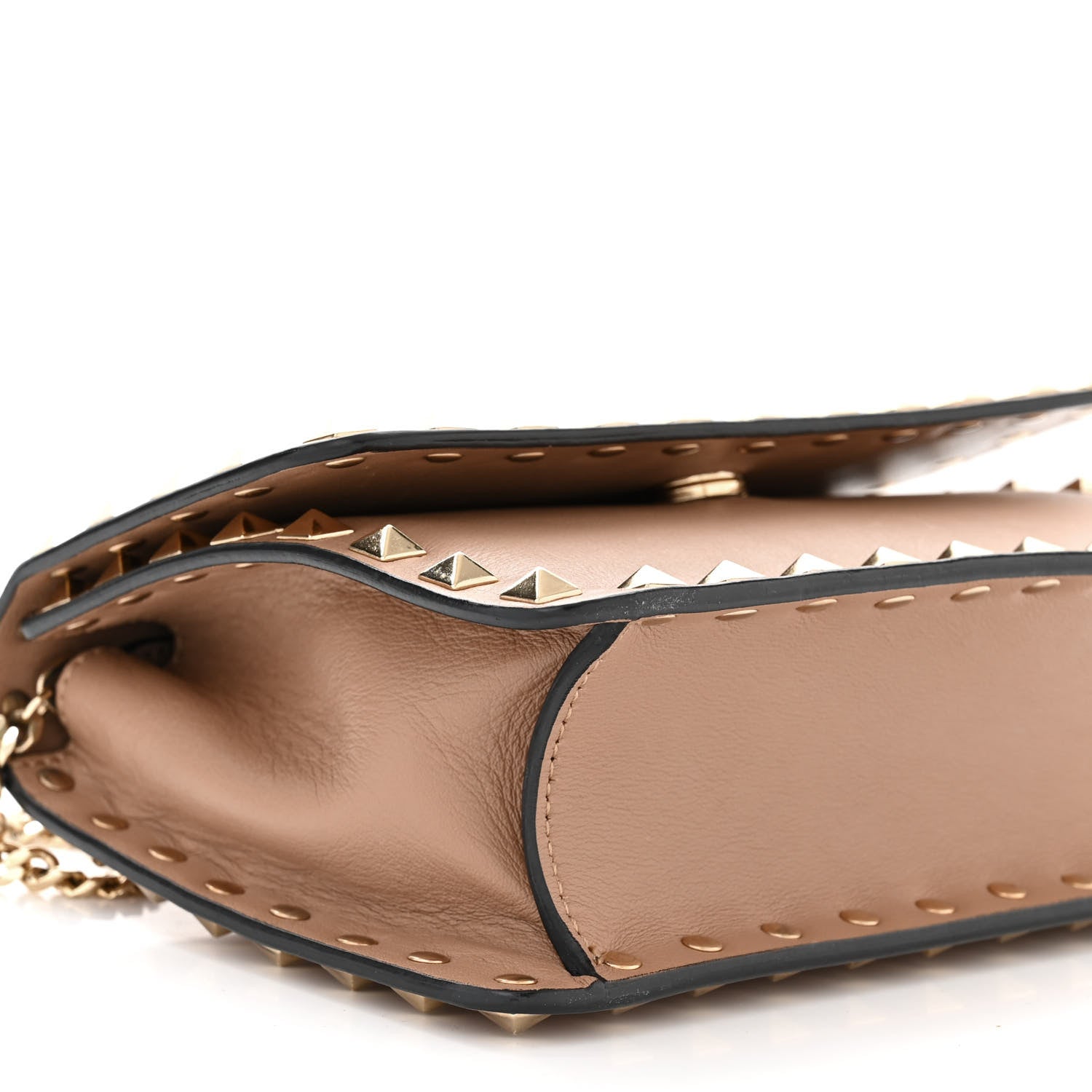 Valentino Garavani Vitello Rockstud Chain Flap Crossbody Bag Poudre 9 of 10