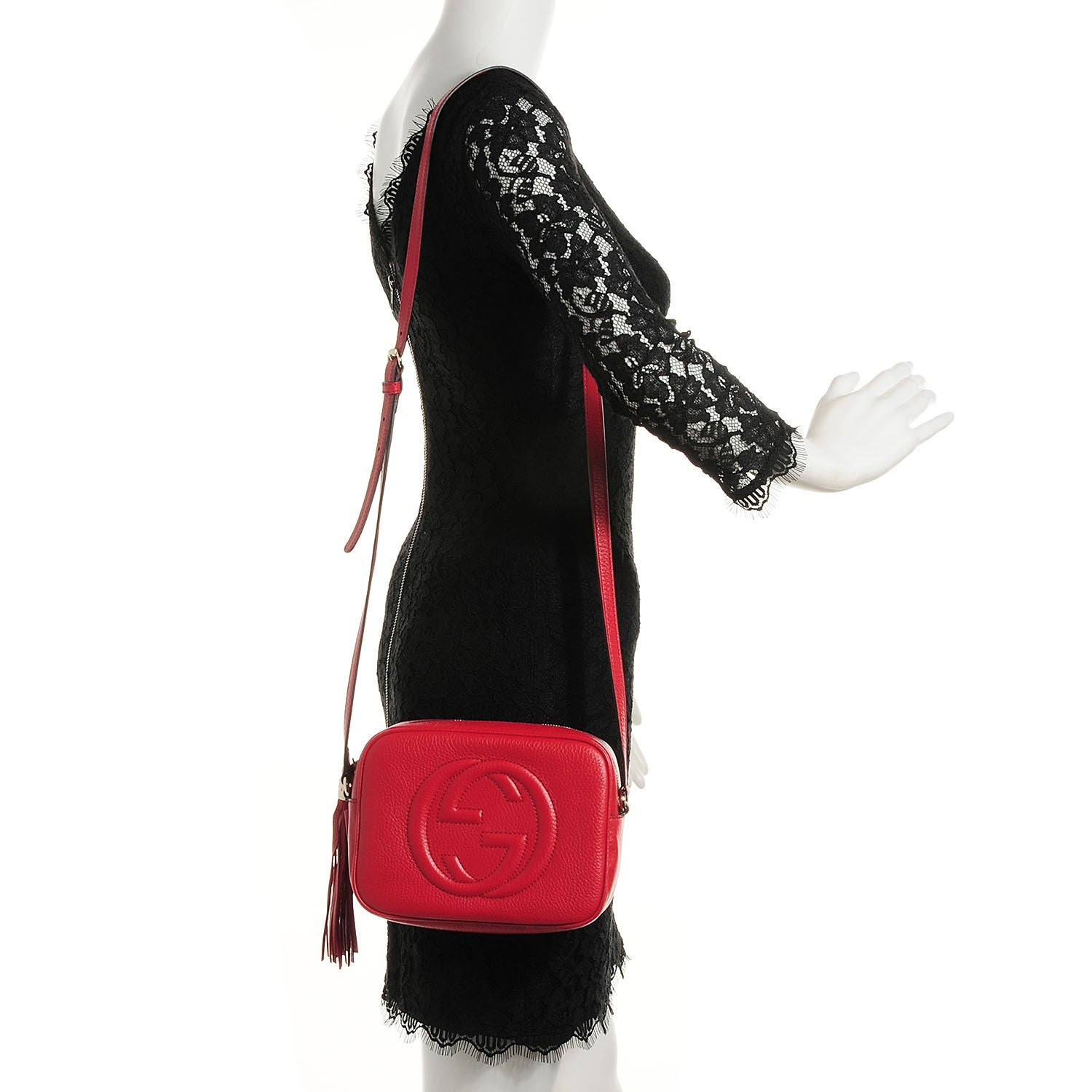 Gucci Pebbled Calfskin Small Soho Disco Bag Vibrant Red 2 of 9